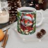 Tasse Noël 325ml – Mug Céramique Renard Cartoon avec Bonnet et Écharpe – Cadeau Original Hiver Fêtes