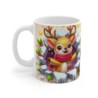 Tasse Noël 325ml – Mug Céramique Faon Cartoon avec Guirlande et Écharpe