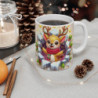Tasse Noël 325ml – Mug Céramique Faon Cartoon avec Guirlande et Écharpe – Cadeau Original Hiver Fêtes