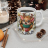 Tasse Noël 325ml – Mug Céramique Faon Cartoon avec Pull et Guirlandes – Cadeau Original Hiver Fêtes