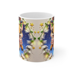 Tasse Noël 325ml – Mug Céramique Faon Cartoon avec Pull et Bonnet – Cadeau Magique Hiver Fêtes