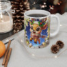 Tasse Noël 325ml – Mug Céramique Faon Cartoon avec Pull et Bonnet – Cadeau Magique Hiver Fêtes