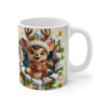 Tasse Noël 325ml – Mug Céramique Faon Cartoon en Pull Rouge et Bonnet – Cadeau Hiver Fêtes