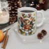 Tasse Noël 325ml – Mug Céramique Faon Cartoon en Pull Rouge et Bonnet – Cadeau Hiver Fêtes