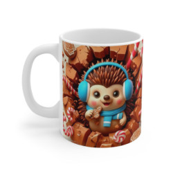 Tasse Noël 325ml – Mug Céramique Hérisson Mignon avec Biscuit et Bonbons
