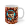 Tasse Noël 325ml – Mug Céramique Hérisson Mignon avec Biscuit et Bonbons – Cadeau Hiver Gourmand