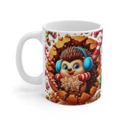 Tasse Noël 325ml – Mug Hérisson Mignon avec Biscuit Pain d’Épices et Bonbons