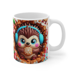 Mug Noël 325ml – Tasse Hérisson Mignon avec Biscuit Flocon et Bonbons – Cadeau Gourmand Hiver