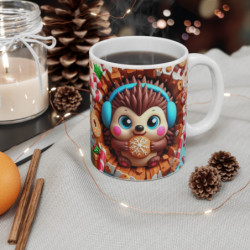 Mug Noël 325ml – Tasse Hérisson Mignon avec Biscuit Flocon et Bonbons – Cadeau Gourmand Hiver