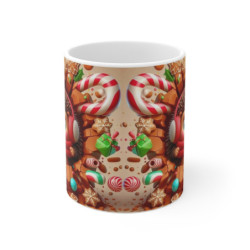 Mug Noël 325ml – Hérisson Mignon avec Écharpe Rouge et Friandises – Tasse Céramique Cadeau Hiver