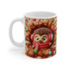 Mug Noël 325ml – Hérisson Mignon avec Écharpe Rouge et Friandises – Tasse Céramique Cadeau Hiver