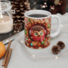 Mug Noël 325ml – Hérisson Mignon avec Écharpe Rouge et Friandises – Tasse Céramique Cadeau Hiver