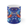 Mug Noël 325ml – Chouette Magique en Bonnet Bleu et Écharpe Rayée – Tasse Céramique Cadeau Hiver