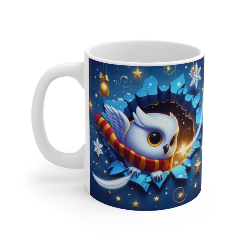 Tasse Hibou Magique Hiver Noël – Mug Céramique 325ml – Cadeau Fantaisie