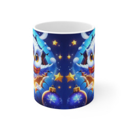 Tasse Hibou Volant Hiver Noël – Mug Céramique 325ml – Cadeau Fantaisie Magique Étoilé