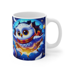 Tasse Hibou Volant Hiver Noël – Mug Céramique 325ml – Cadeau Fantaisie Magique Étoilé