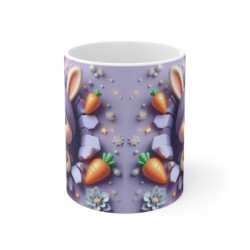 Tasse Lapin Mignon Violet – Mug Céramique 325ml – Cadeau Kawaii Pâques Anniversaire