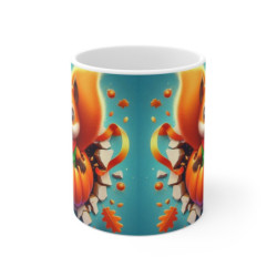 Tasse Écureuil Automne – Mug Citrouille & Feuilles Orange – Céramique 325ml – Cadeau Halloween et Hiver