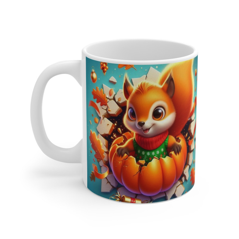 Tasse Écureuil Automne – Mug Citrouille & Feuilles Orange