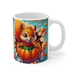 Tasse Écureuil Automne – Mug Citrouille & Feuilles Orange – Céramique 325ml – Cadeau Halloween et Hiver