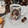 Tasse Céramique Chiot Berger et Fleurs – Mug Chien Mignon Papillons – Cadeau Animaux Bohème 325ml