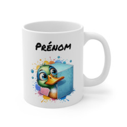 Tasse Personnalisable Canard Mignon – Mug Prénom Illustration Colorée – Cadeau Animal Rigolo Bohème 325ml