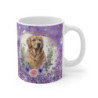 Tasse Céramique 325 ml Golden Retriever Fleurs – Mug Motif Complet Violet