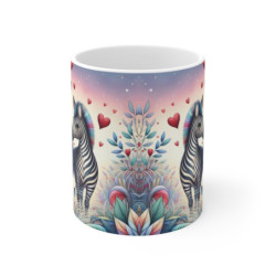 Mug céramique 325 ml – Zèbres Amoureux Cœurs Romantiques – Tasse Animaux Sauvages Amour Jungle Bohème