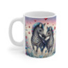 Mug céramique 325 ml – Zèbres Amoureux Cœurs Romantiques – Tasse Animaux Sauvages Amour Jungle Bohème