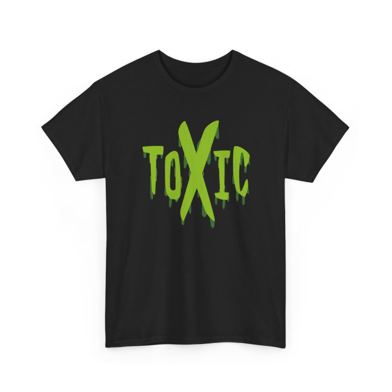 Tee Shirt “TOXIC” Vert Fluo – T-shirt Graphique Unisexe S-3XL – Style Grunge Streetwear Noir Blanc Gris