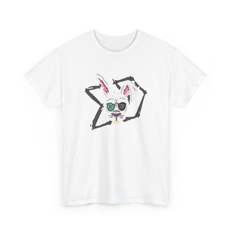 Tee Shirt Lapin Fou Cartoon – T-shirt Graphique Unisexe S-3XL – Design Alternatif Punk Noir Blanc Gris
