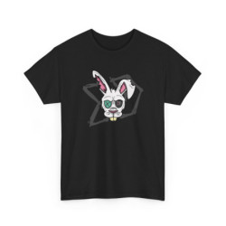 Tee Shirt Lapin Fou Cartoon – T-shirt Graphique Unisexe S-3XL – Design Alternatif Punk Noir Blanc Gris