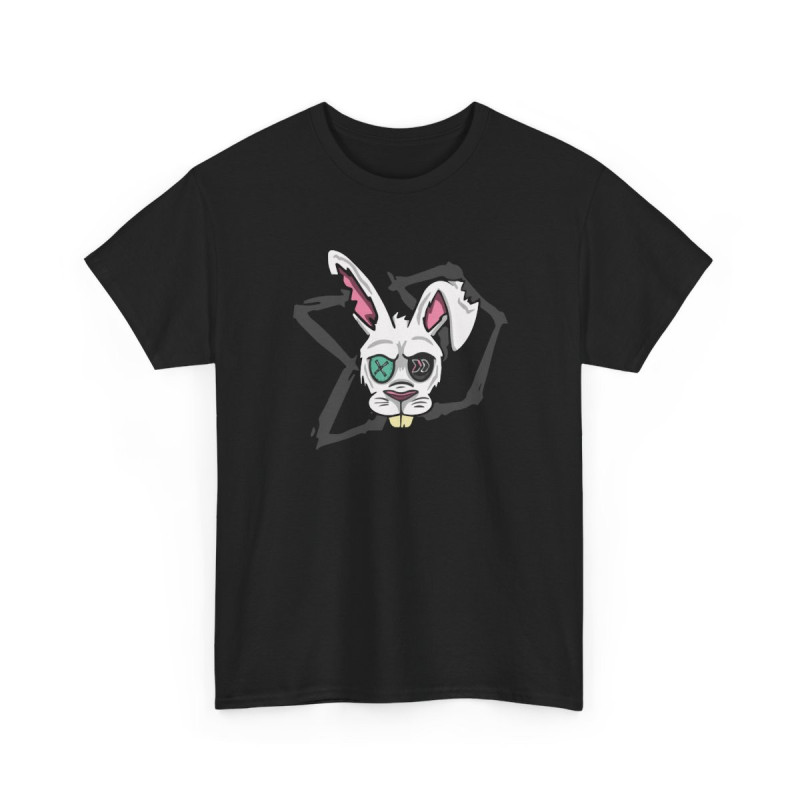 Tee Shirt Lapin Fou Cartoon – T-shirt Graphique Unisexe S-3XL – Design Alternatif Punk Noir Blanc Gris