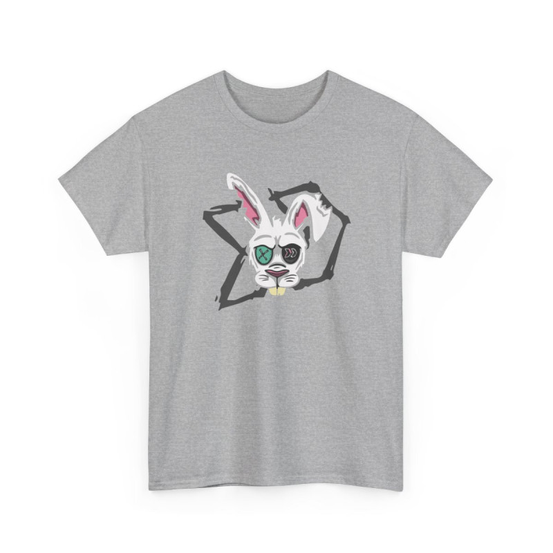 Tee Shirt Lapin Fou Cartoon – T-shirt Graphique Unisexe S-3XL – Design Alternatif Punk Noir Blanc Gris