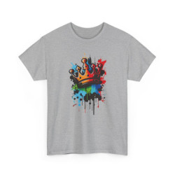 Tee Shirt Couronne Graffiti Multicolore – T-shirt Art Streetwear Unisexe – Blanc ou Gris S-3XL