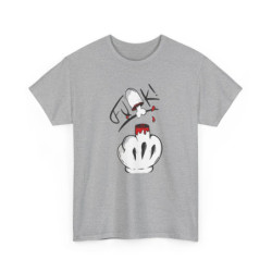 Tee Shirt Doigt Coupé Cartoon “F*CK!” – T-shirt Graphique Unisexe Humoristique – Blanc Gris S-3XL