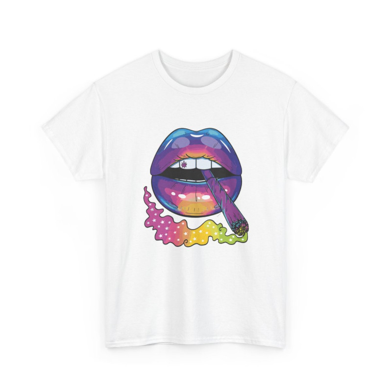 Tee Shirt  Lèvres Colorées – T-shirt Fumeur Unisexe S-3XL – Style Psychédélique Noir Blanc Gris