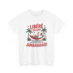 Tee Shirt Libéré Délivré Vacances – T-Shirt Unisexe Humour Plage Retraite Homme Blanc ou Sport Grey S-3XL