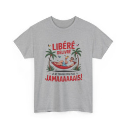 Tee Shirt Libéré Délivré Vacances – T-Shirt Unisexe Humour Plage Retraite Homme Blanc ou Sport Grey S-3XL