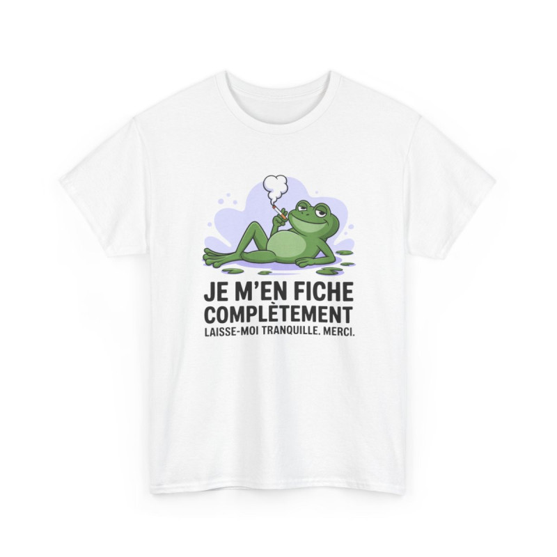 Tee Shirt Je m’en fiche complètement – T-Shirt Unisexe Grenouille Fumeur Humour Blanc ou Sport Grey S-3XL