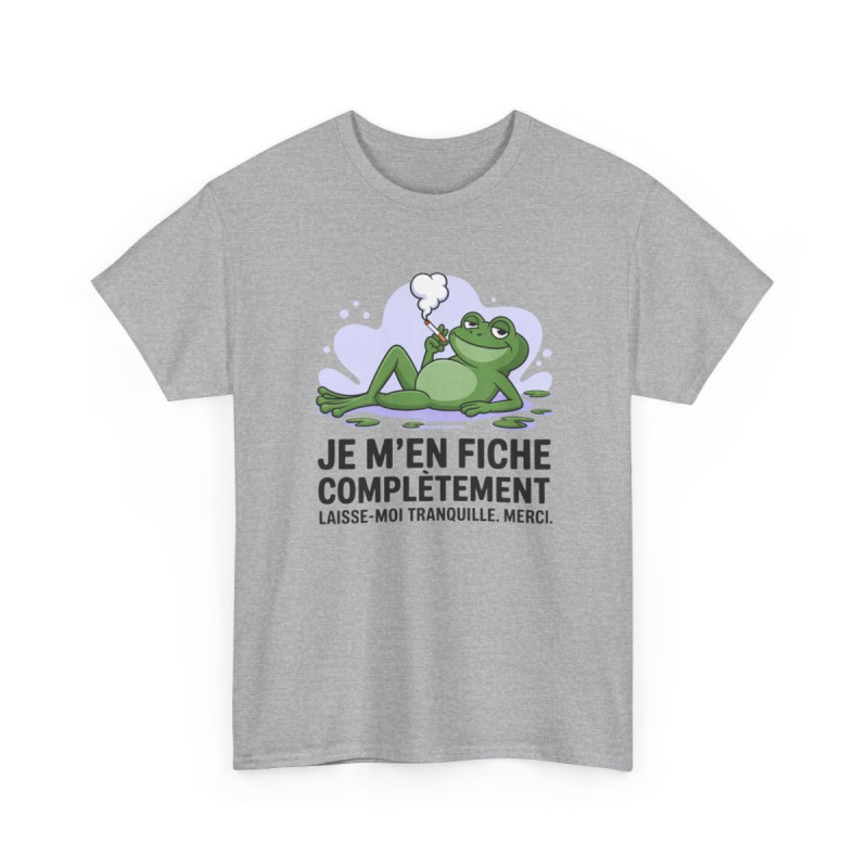 Tee Shirt Je m’en fiche complètement – T-Shirt Unisexe Grenouille Fumeur Humour Blanc ou Sport Grey S-3XL